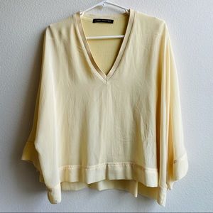 Zara pale yellow v-neck top